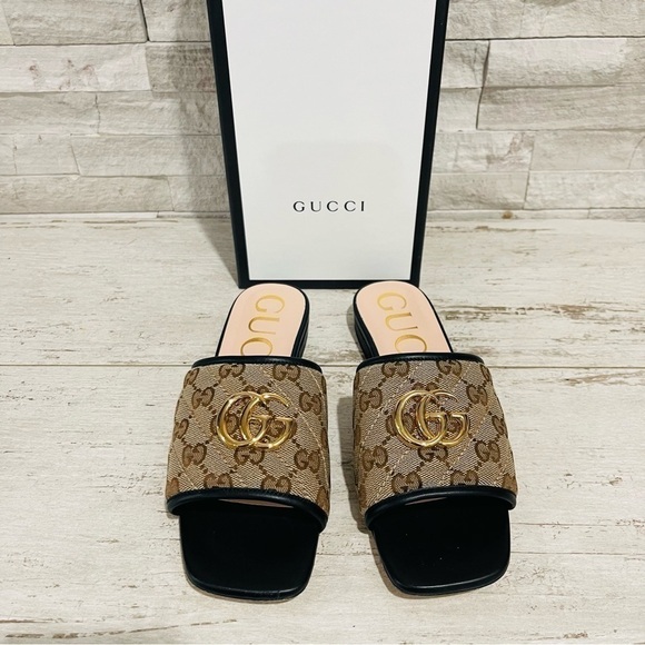 Gucci Jolie Black GG Supreme Monogram Matelasse Sandals Mules Slides SZ 36 - Picture 4 of 16